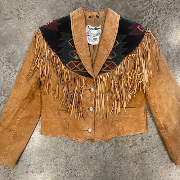 Pioneer Wear Vintage Leather Western Jacket With Fringe - Picture 1 of 11
